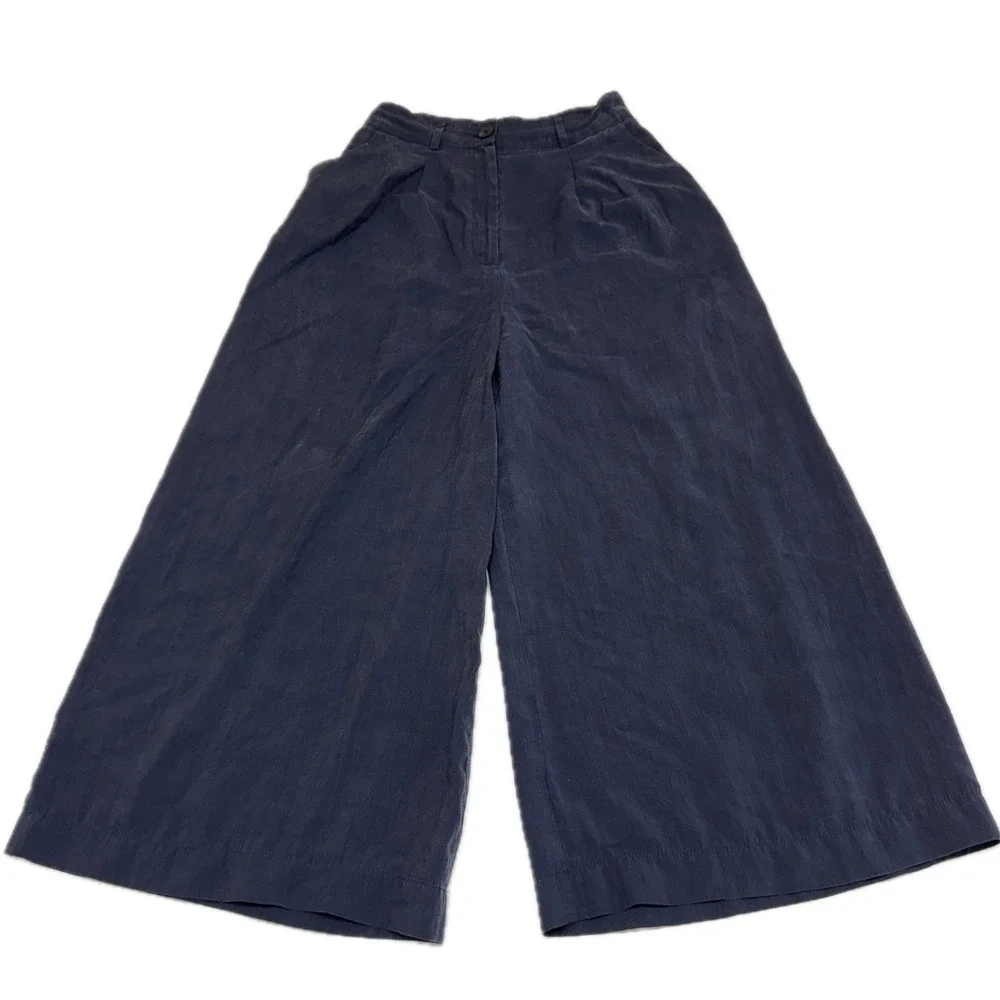 Zara Pants Womens XS Blue Wide Leg Culottes Flowy Minimalist